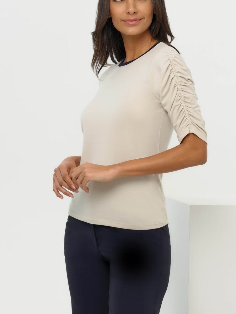 ANATOMIE Sophia Women’s Medium Stone Navy Top Blouse New Tags